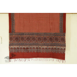 Grishma . ग्रीष्‍म | Handloom Cotton - Ajrakh Block Printed Dupatta With Red Checks