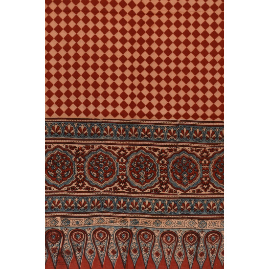 Handwoven Cotton - Ajrakh Block Printed Dupatta With Red Checks