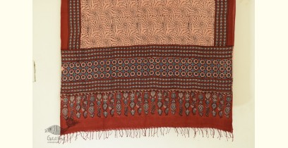 Grishma . ग्रीष्‍म | Handwoven Cotton - Ajrakh Block Printed Dupatta - Brown & Beige 