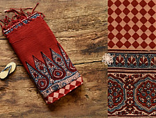 Grishma . ग्रीष्‍म | Handloom Cotton - Ajrakh Block Printed Dupatta With Red Checks