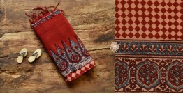 Grishma . ग्रीष्‍म | Handloom Cotton - Ajrakh Block Printed Dupatta With Red Checks
