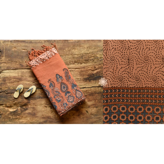 handloom Cotton - Ajrakh Block Printed Dupatta