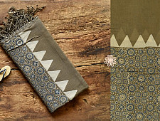 Grishma . ग्रीष्‍म | Handwoven Cotton - Ajrakh Block Dupatta - Grey