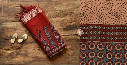 Grishma . ग्रीष्‍म | Handwoven Cotton - Ajrakh Block Printed Dupatta - Brown & Beige 