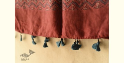 Ajrakh Printed Mulberry Silk Stole - K