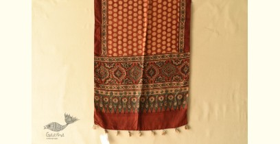 Ajrakh Printed Mulberry Silk Stole - B