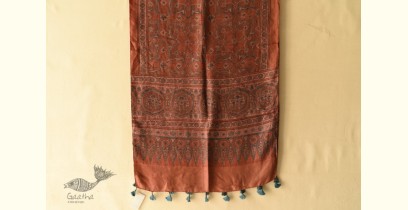Ajrakh Printed Mulberry Silk Stole - C