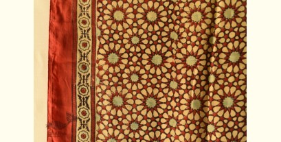 Ajrakh Printed Mulberry Silk Stole - E
