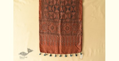 Ajrakh Printed Mulberry Silk Stole - F