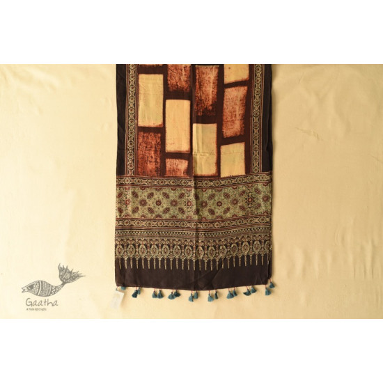 buy Ajrakh Printed Mulberry Silk stole