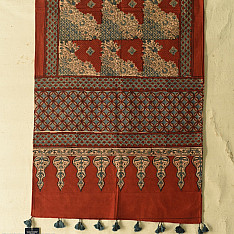 Amoha . अमोहा | Ajrakh Block Printed Cotton Red Stole
