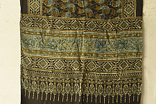 Anagi | Natural Dyed Ajrakh - Modal Silk Stole - Fish Motif