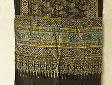 Anagi | Natural Dyed Ajrakh - Modal Silk Stole - Fish Motif