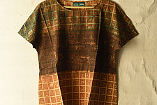 Natural Dyed ~ Ajrakh Cotton Bat Wing Sleeve Top - Green