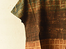 Natural Dyed ~ Ajrakh Cotton Bat Wing Sleeve Top - Green