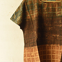 Natural Dyed ~ Ajrakh Cotton Bat Wing Sleeve Top - Green