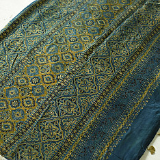 Shruti | Ajrakh Block Prints - Modal Silk Saree