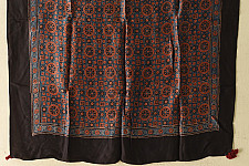 Neelanjana . नीलांजना ~ Red & Blue Ajrakh Block Printed - Square Modal Silk Scarf