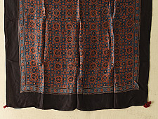 Neelanjana . नीलांजना ~ Red & Blue Ajrakh Block Printed - Square Modal Silk Scarf