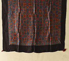 Neelanjana . नीलांजना ~ Red & Blue Ajrakh Block Printed - Square Modal Silk Scarf