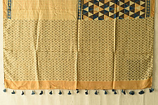 Ajrakh Mulberry Silk Dupatta | Natural dyed - Light Yellow