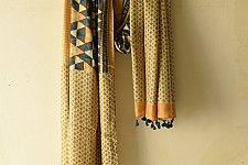 Ajrakh Mulberry Silk Dupatta | Natural dyed - Light Yellow