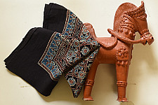 Neelanjana . नीलांजना ~ Square Ajrakh - Black Scarf