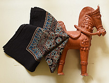 Neelanjana . नीलांजना ~ Square Ajrakh - Black Scarf