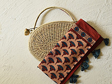 Amoha . अमोहा | Ajrakh Printed - Flower Motif Cotton Stole