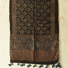 Anagi | Natural Dyed Ajrakh Block Printed - Modal Silk Stole