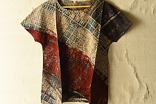 Natural Dyed ~ Ajrakh Cotton Top - Beige & Red