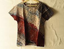 Natural Dyed ~ Ajrakh Cotton Top - Beige & Red