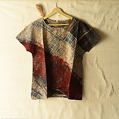 Natural Dyed ~ Ajrakh Cotton Top - Beige & Red