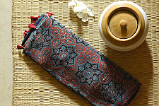 Shruti | Ajrakh Modal Silk Saree - Red & Blue Prints