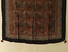 Neelanjana . नीलांजना ~ Ajrakh Block Printed Square Modal Silk Scarf