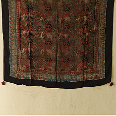 Neelanjana . नीलांजना ~ Ajrakh Block Printed Square Modal Silk Scarf
