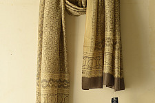 Ajrakh Mulberry Silk Dupatta | Natural dyed - Beige 