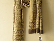 Ajrakh Mulberry Silk Dupatta | Natural dyed - Beige 