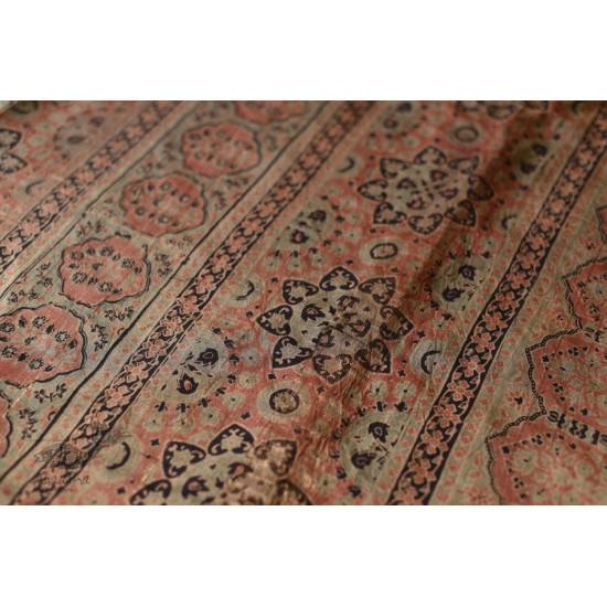 shop Ajrakh Block Printed - Mulberry Silk Saree