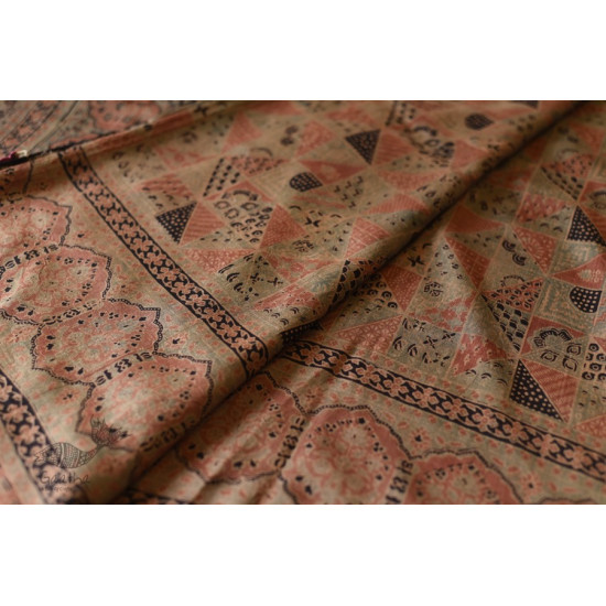 shop Ajrakh Block Printed - Mulberry Silk Saree