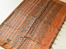 Natural Dyed Ajrakh Hand Prints Mulberry Silk Saree