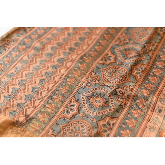 shop Ajrakh Ajrakh Mulberry Silk SareeNatural Dyed Ajrakh Hand Prints Mulberry Silk Saree