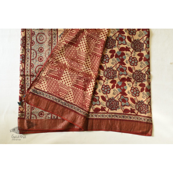 shop Mulberry Silk Saree ~ Ajrakh Block Prints