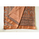 shop Natural Dyed Mulberry Silk Saree With Ajrakh Block Prints