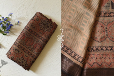 Ajrakh Block Printed - Mulberry Silk Saree