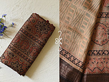 Ajrakh Block Printed - Mulberry Silk Saree