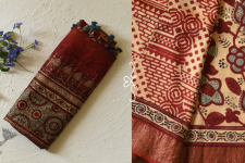 Mulberry Silk Saree ~ Ajrakh Block Prints