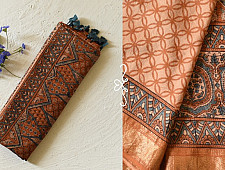 Natural Dyed Mulberry Silk Saree With Ajrakh Block Prints