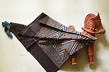 Neelanjana . नीलांजना ~ Ajrakh Cotton - Brown Zig Zag Scarf