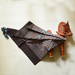 Neelanjana . नीलांजना ~ Ajrakh Cotton - Brown Zig Zag Scarf